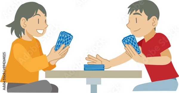 Obraz カードゲームを楽しむ子供たちのイラスト