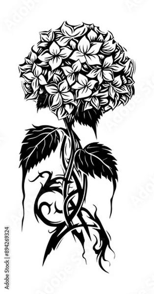 Obraz Hydrangea flower tribal tattoo