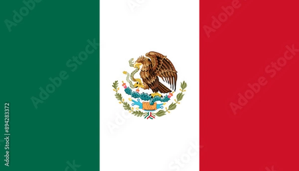 Fototapeta Mexico flag official isolated on png or transparent background vector illustration. 