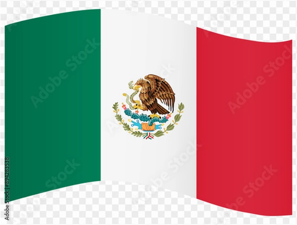 Fototapeta Mexico flag wave isolated on png or transparent background vector illustration.
