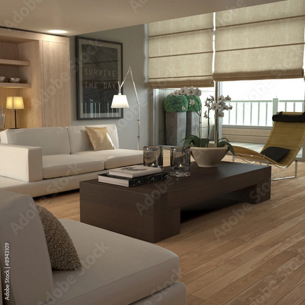 Obraz Eleganckie beżowe nowoczesne wnętrze