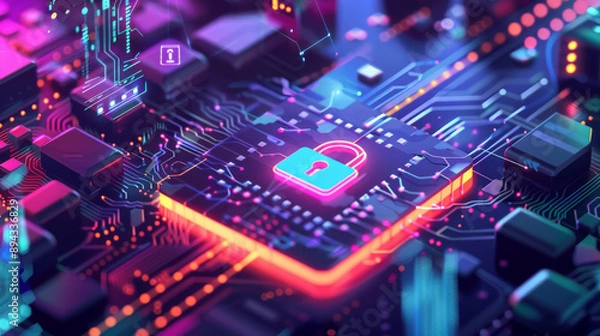 Fototapeta Cyber security protects our online information and data from threats. It ensures our privacy and safety in the digital world.