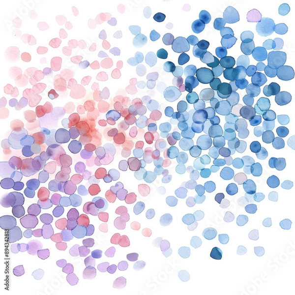 Fototapeta Colorful Abstract Watercolor Background with Pink and Blue Dots