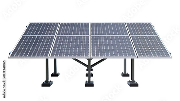 Fototapeta A set of solar panels isolated on a transparent background, showcasing the clean and renewable energy source.
