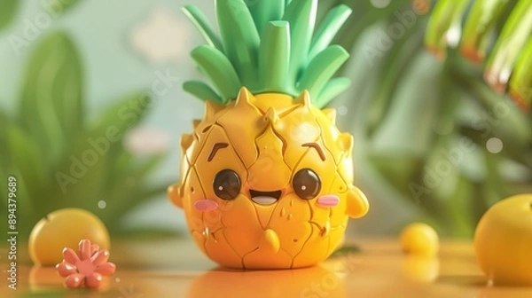 Fototapeta Smiling Pineapple in a Tropical Setting