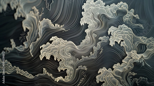 Fototapeta elegant gold and black wave patterns with intricate line work and swirling details in a luxurious and sophisticated design