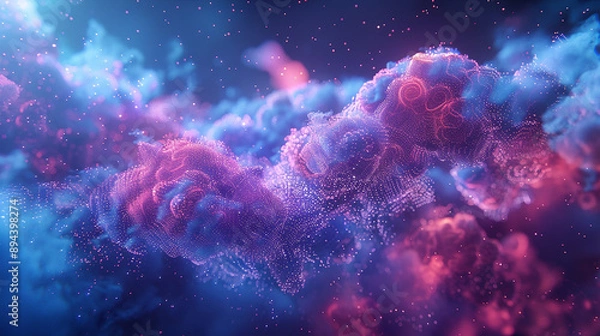 Fototapeta Cloud futuristic scene. Big data cloud