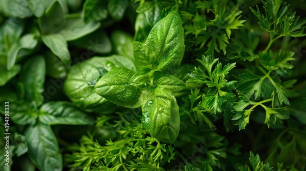 Fototapeta Freshly Picked Herb Bundle Macro