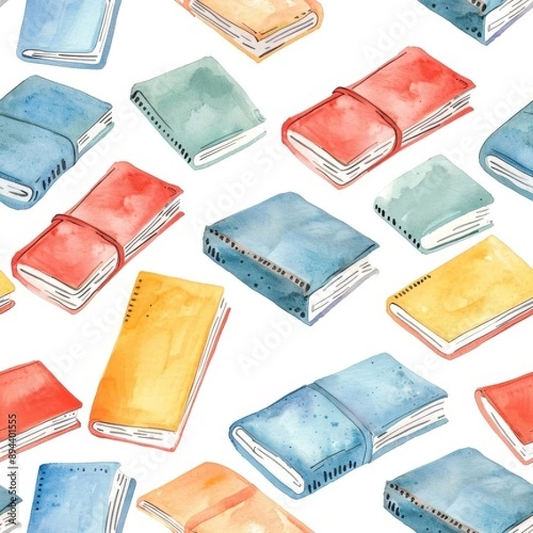 Fototapeta Watercolor notebooks seamless repeating pattern, minimal pattern, high contrasty 