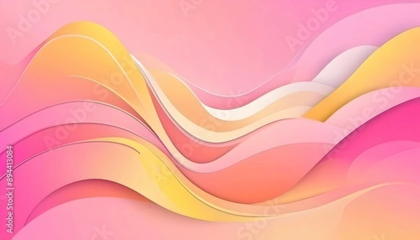Fototapeta Minimalist banner background, pastel colorful, pink and yellow gradations. Circle effect style geometric, abstract background. Eps 10.
