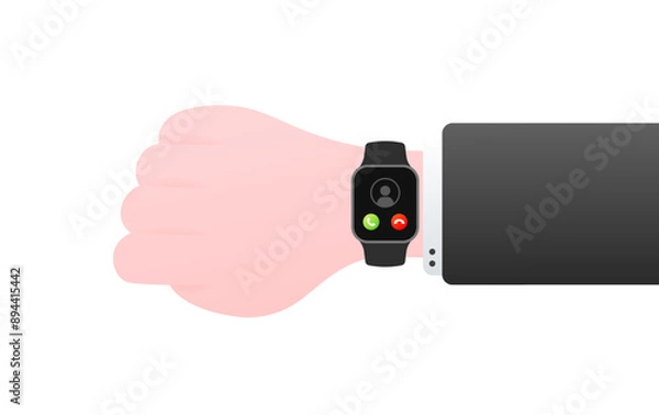 Fototapeta Call set icon. Wristwatch on the wrist Icon. Flat style. Vector icon.