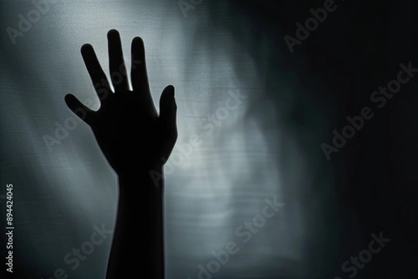 Fototapeta Mysterious Hand Shadow on Frosted Glass