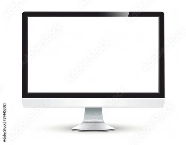 Fototapeta A computer monitor with a black screen and a white background