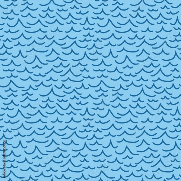 Fototapeta seamless blue sea waves pattern -vector illustration