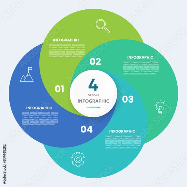 Fototapeta Circle chart infographic template with 4 options for presentations