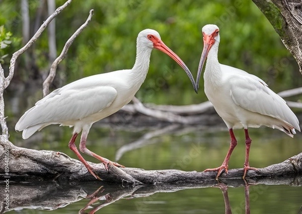 Fototapeta American White Ibis bird.