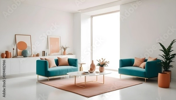Fototapeta Photo interior modern design room 3d illustration