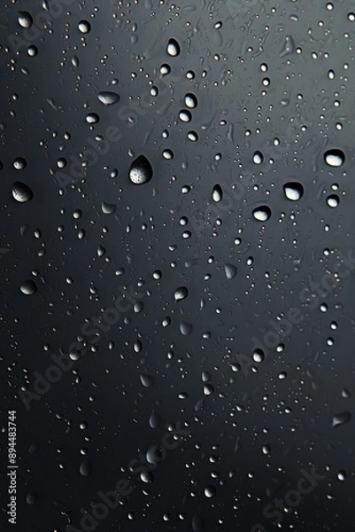 Fototapeta Raindrops on a dark surface