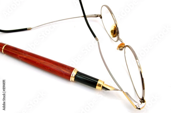 Fototapeta glasses and fountain pen