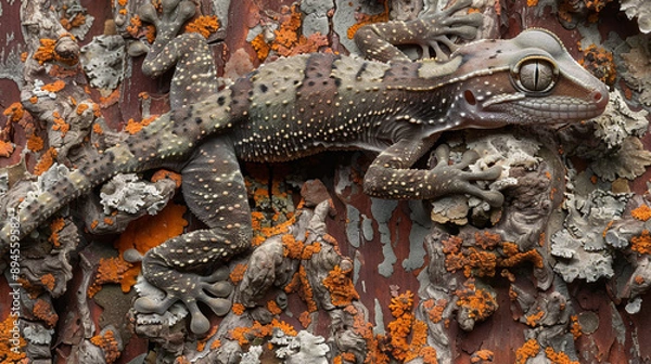 Fototapeta 周囲の風景に擬態するトカゲ