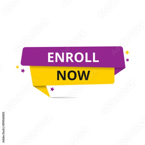 Fototapeta Vector illustration modern enroll now banner, Isolated web element.