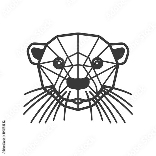 Fototapeta geometric otter with whiskers stares into the distance