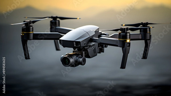 Fototapeta High-Performance DD Drone with Advanced Imaging Capabilities Set Against a Technological Background