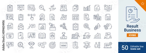 Fototapeta Result feedback icons Pixel perfect. Business, document, solution, ...	
