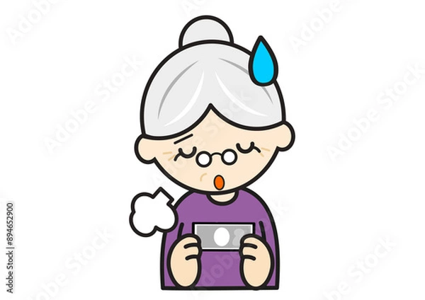 Fototapeta お金を見てため息をつくおばあちゃん