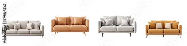 Fototapeta Stylish collection of modern sofas in various colors, ideal for enhancing any living room decor with comfort and elegance.