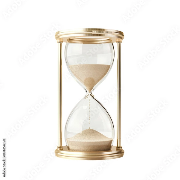Fototapeta Elegant hourglass timer with golden accents, symbolizing the passage of time and perfect for decorative or conceptual imagery.