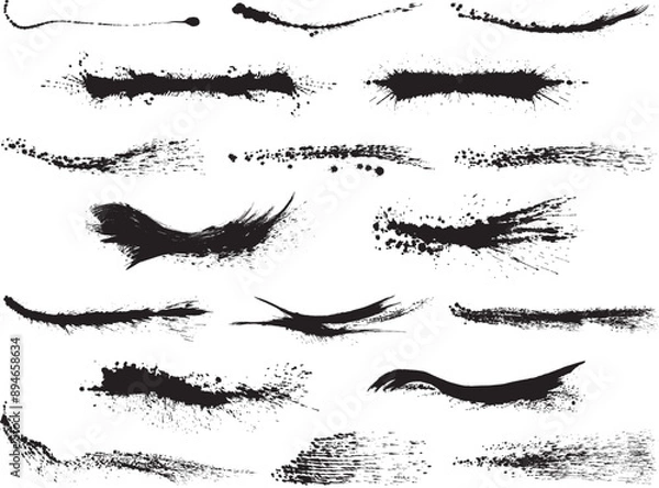 Obraz 墨素材のセット　手書きの毛筆イラスト