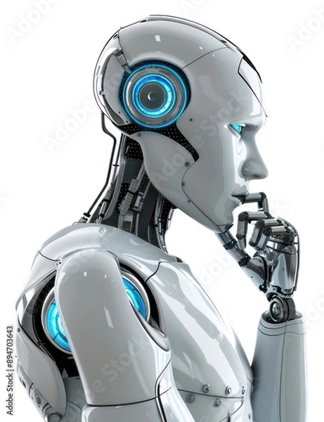 Fototapeta PNG  Futuristic thinking robot with technology