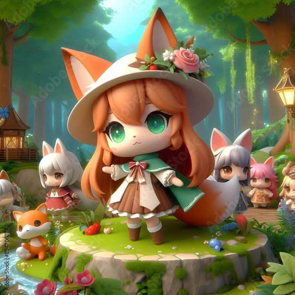 Obraz Chibi Fox and the Enchanted Forest