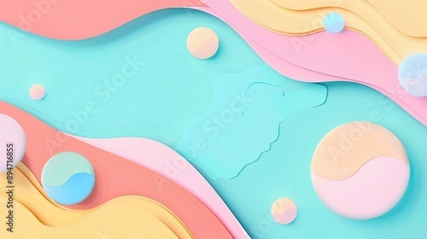 Fototapeta Dreamscape flat design top view abstract theme animation colored pastel