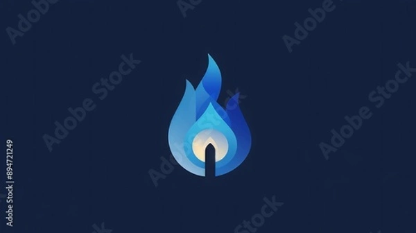 Fototapeta minimalist design of an icon of a flame. Inside the flame is a plus symbol. The illustration is in the style of a minimalist artist.