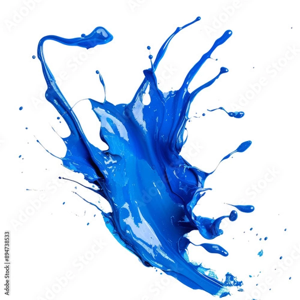 Obraz Vibrant blue paint splash captured in mid-air, showcasing dynamic motion and vivid color, perfect for abstract art and creative design projects.