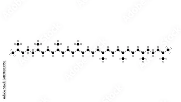 Obraz lycopene molecule, structural chemical formula, ball-and-stick model, isolated image e160d