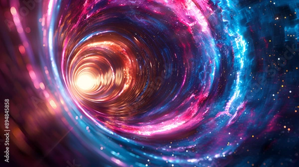 Fototapeta Futuristic light speed concept with vibrant hues abstract. Generative AI