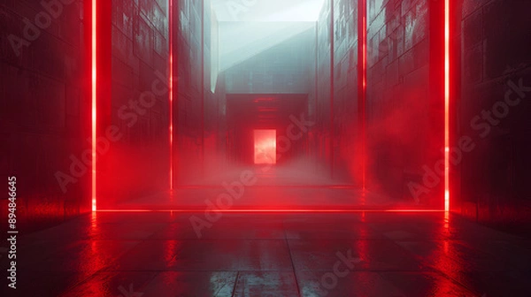 Fototapeta Futuristic motion cinematic scene conceptual photo red. Generative AI