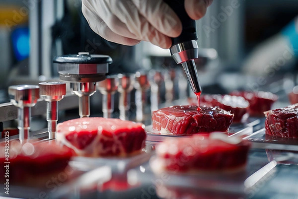 Fototapeta cell-based meat undergoing testing in a scientific facility