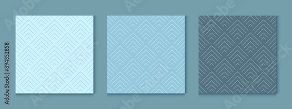 Fototapeta Luxury blue background pattern seamless geometric line chevron zigzag wave abstract design vector.