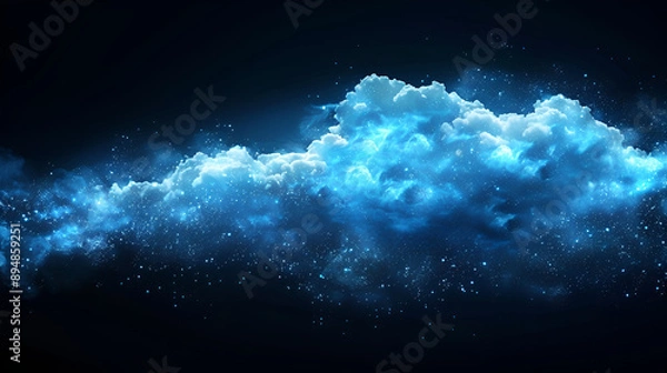 Fototapeta Glowing blue digital cloud copy space. Generative AI