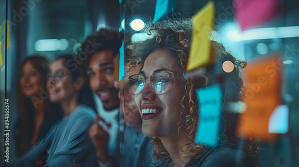 Fototapeta Group of casual young businesspeople having a working . Generative AI