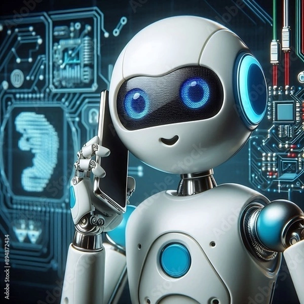 Obraz Ai robot talking on the phone