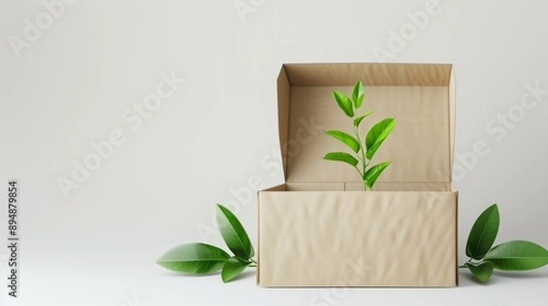 Fototapeta Sustainable parcel box, isolated on a clean white background. 