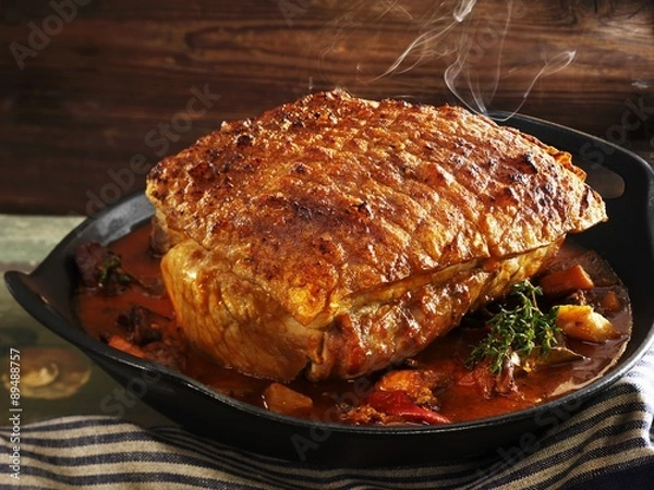 Fototapeta Loin of pork with crackling