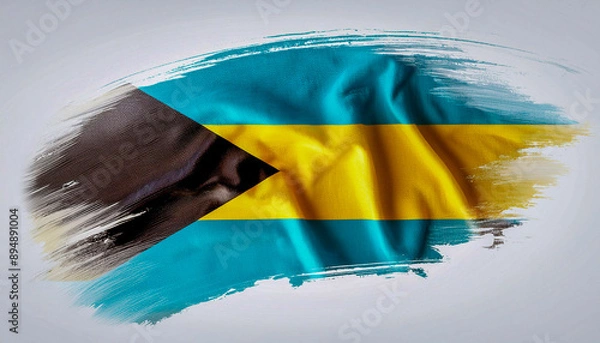 Fototapeta Paint stain in the colours of the Bahamian flag