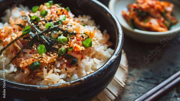 Fototapeta Korean dish with rice and vegetables