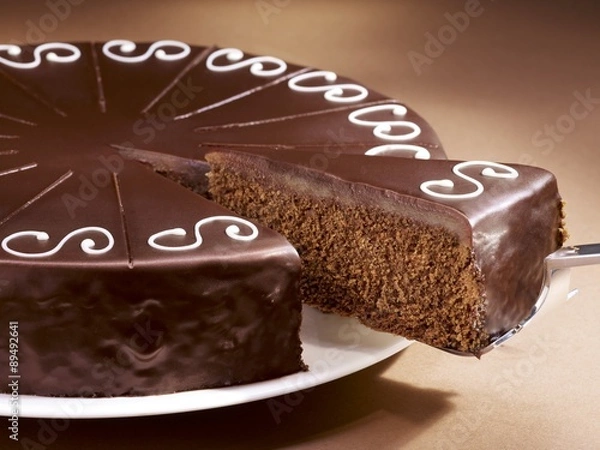 Obraz chocolate cake, a piece removed